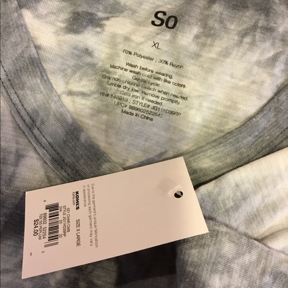 So XL short sleeve peplum tee charcoal tie dye NWT - Picture 9 of 11